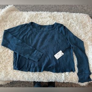 Tyler Jacobs Feel the Piece distressed Deep Calm sweater.           Size M/L